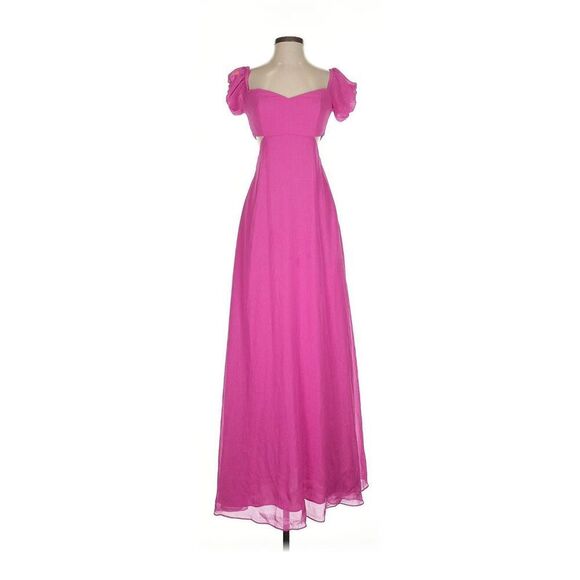 Liv Foster Open Side True Pink Full Length Gown Dress Prom Bridesmaid Size 2 - Picture 1 of 7